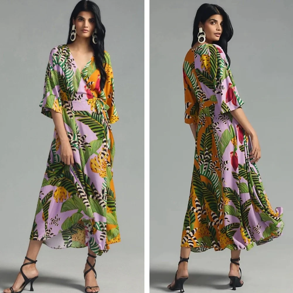 Anthropologie Farm Rio Printed Wrap Dress
